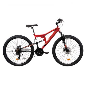 Bicicleta MTB Colinelli COL43, Schimbator Shimano Tourney Revo Shifter, 21 Viteze, Cadru Aluminiu, Marimea M, Roti 27.5 inch, Frane pe Disc, Culoare Rosu