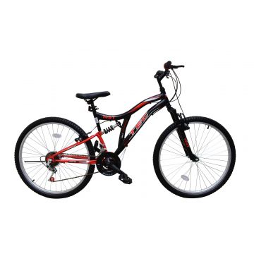 Bicicleta MTB Tec Master full suspensie, roata 26  , culoare Negru Rosu