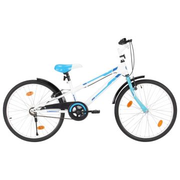 Bicicletă pentru copii albastru și alb 24 inci