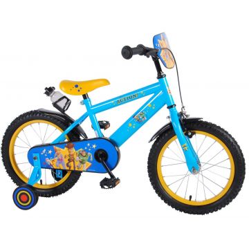 Bicicleta pentru copii Disney Toy Story 4, 16 inch, culoare albastru galben, frana de mana + contra