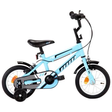 Bicicletă pentru copii negru și albastru 12 inci