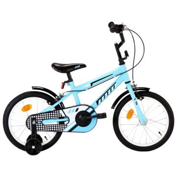 Bicicletă pentru copii negru și albastru 16 inci