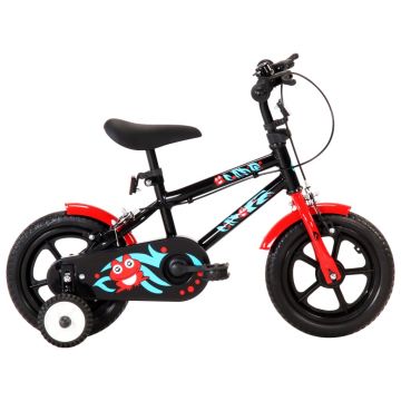 Bicicletă pentru copii negru și roșu 12 inci