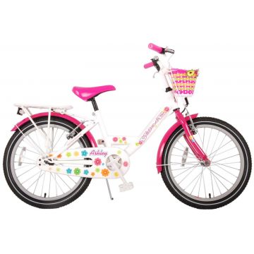Bicicleta pentru fete Ashley, 20 inch, culoare alb roz, frana de mana fata - spate