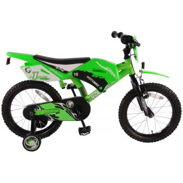 Bicicleta Volare Motobike pentru baieti, 16 inch, culoare Verde, frana de mana + contra