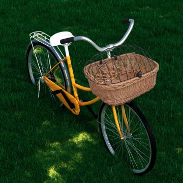 Coș frontal bicicletă cu capac 50x45x35 cm salcie naturală