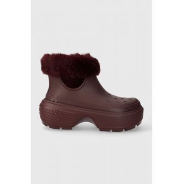Crocs cizme de iarna Stomp Lined Boot culoarea bordo, 208718