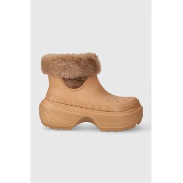 Crocs cizme de iarna Stomp Lined Boot culoarea maro, 208718