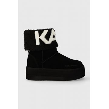 Karl Lagerfeld cizme de zapada din piele intoarsa THERMO culoarea negru, KL48552