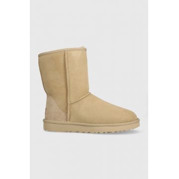 UGG cizme de zapada din piele intoarsa Classic Short II culoarea bej, 1016223
