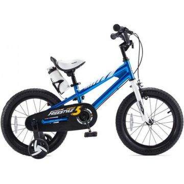 Bicicleta Copii RoyalBaby Freestyle, Roti 16inch, frana U-Brake, cadru otel, roti ajutatoare (Albastru)