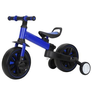 Bicicleta cu roti ajutatoare 3 in 1 pentru baieti 12 inch Ocie Quad Albastra