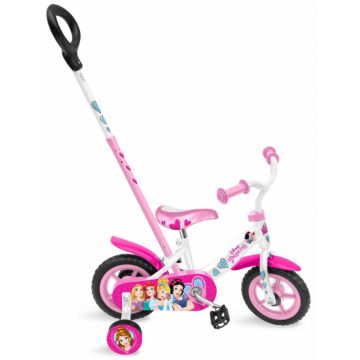 Bicicleta Stamp Disney Princess 10 inch cu bara de impins,Multicolor