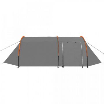 Cort de camping, 4 persoane, gri și portocaliu