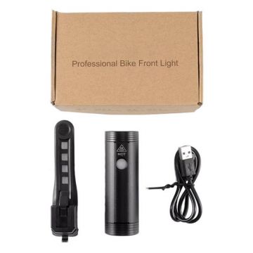 Lumina bicicleta Rockbros R1-400, LED, 2000 mAh, incarcare USB, functie lanterna, IPX6, Negru