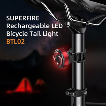 Lumina bicicleta spate Superfire BTL02, LED, 3W, 330 mAh, incarcare USB, IP44, Negru