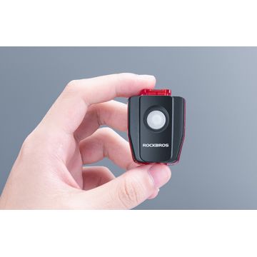 Stop bicicleta Rockbros BK330, Rezistent la apa, 100 lm, 200 mAh, Incarcare USB, Negru