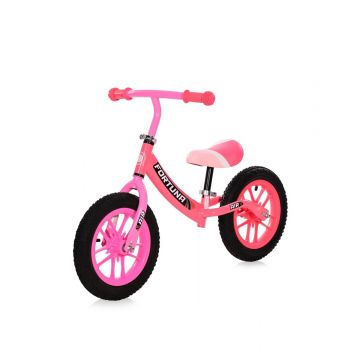 Bicicleta de echilibru, 2-5 ani, 12 inch, anvelope gonflabile, leduri, Lorelli Fortuna Air, Light Dark Pink
