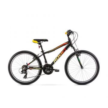Bicicleta de munte pentru baieti Romet Rambler 24, 2022 (Negru/Auriu/Rosu)