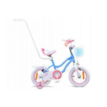 Bicicleta pentru copii, Royal Baby, Star Girl, 2 - 4 ani, cadru BMX-Type otel, roti aer 12 inch, sa reglabila, roti ajutatoare, Albastra