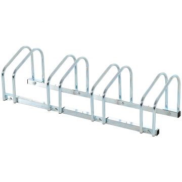 HOMCOM Suport de parcare pentru 4 biciclete din otel, 110x33x27 cm, argintiu | Aosom Romania