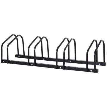HOMCOM Suport de parcare pentru 4 biciclete din otel, 110x33x27 cm, negru | Aosom Romania