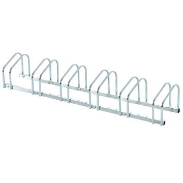 HOMCOM Suport de parcare pentru 6 biciclete din otel, 179x33x27 cm, argintiu