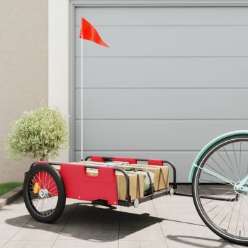 vidaXL Remorcă de bicicletă pentru marfă, roșu, textil oxford și fier