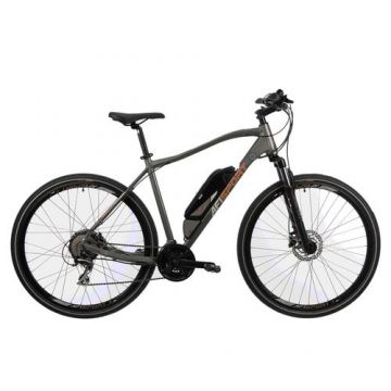 Bicicleta Electrica Afisport C17, M-L, Roti 28inch, Motor 250W, Autonomie 60 Km, Frane Hidraulice pe disc (Gri)