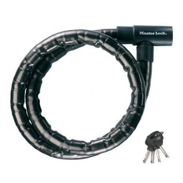 Antifurt MasterLock cablu otel armat cu cheie 1.2mx22mm, Negru