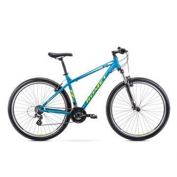 Bicicleta de munte pentru barbati Romet Rambler R9.0 marimea XL/21, 2022, Albastru/Alb/Galben