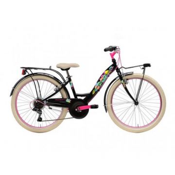 Bicicleta pentru copii Adriatica CTB, Roti 24'', Frana V-brake (Negru/Roz)