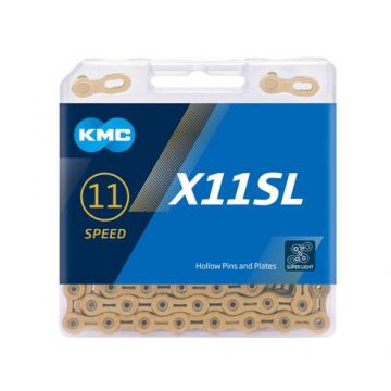 Lant Kmc X11 Sl Gold - 1/2 x 11/128 Inch, 11 Viteze (Auriu)