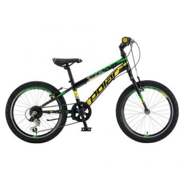 Bicicleta Copii Polar Sonic, Roti 20inch, Frane V-Brake, 6 viteze (Negru/Verde)