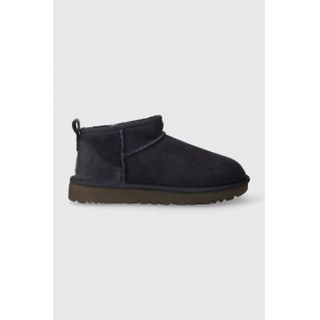 UGG cizme de zăpadă din piele întoarsă Classic Ultra Mini culoarea albastru marin, 1116109