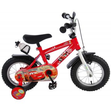 Bicicleta pentru baieti Disney Cars, 12 inch, culoare rosu, frana de mana + contra