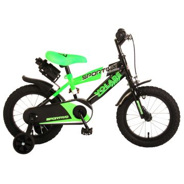 Bicicleta pentru baieti Volare Sportivo, 14 inch, culoare Verde neon/Negru, frana de mana + contra