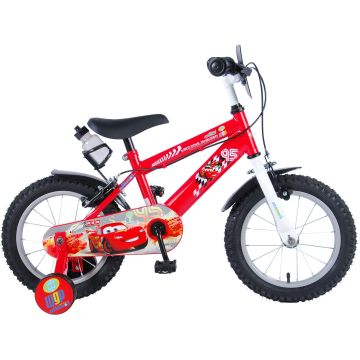Bicicleta pentru copii Disney Cars - Baieti - 14 inch - Rosu - 2 frane de mana culoare Rosu