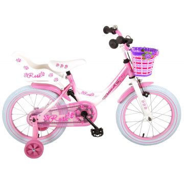 Bicicleta pentru copii Volare Rose - Fete - 16 inch - Alb roz - 95 asamblat culoare Alb/Roz