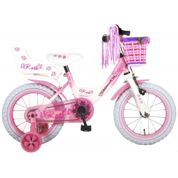 Bicicleta Volare Rose pentru copii - Fete - 14 inch - Roz alb - 95 asamblat culoare Alb