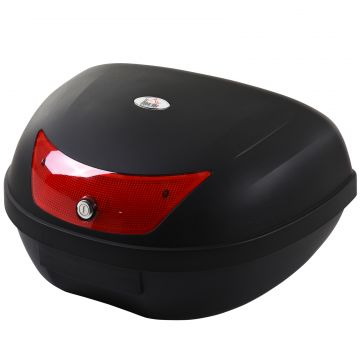 HOMCOM Cutie de Depozitare pentru Cască de Motocicletă, 48L, Rezistentă la Apă, cu 2 Chei, PP, Negru, 59x43x33cm | Aosom Romania