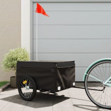 Remorcă de marfă pentru biciclete, negru, 45 kg, fier