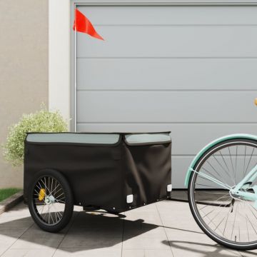 Remorcă de marfă pentru biciclete, negru & gri, 45 kg, fier