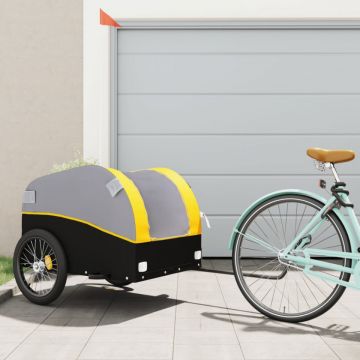 Remorcă de marfă pentru biciclete, negru și galben, 45 kg, fier