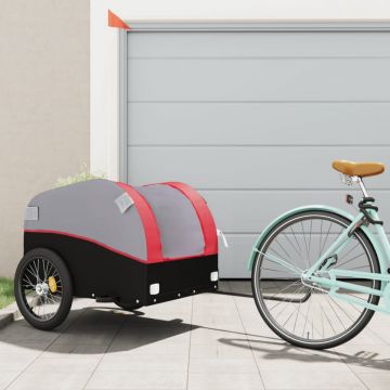 Remorcă de marfă pentru biciclete, negru și roșu, 45 kg, fier