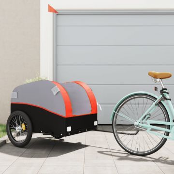 Remorcă de marfă pentru biciclete negru/portocaliu 45 kg fier