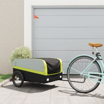 Remorcă de marfă pentru biciclete, negru & verde, 45 kg, fier