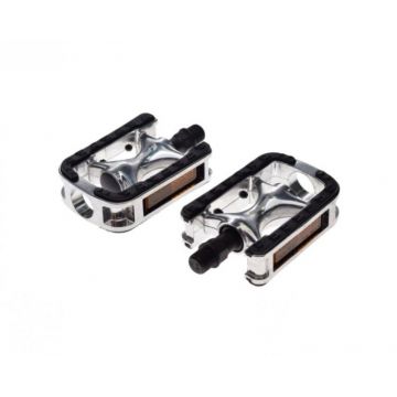 Set 2 pedale Wellgo din aluminiu pentru bicicleta, filet 9/16, culoare negru/argintiu