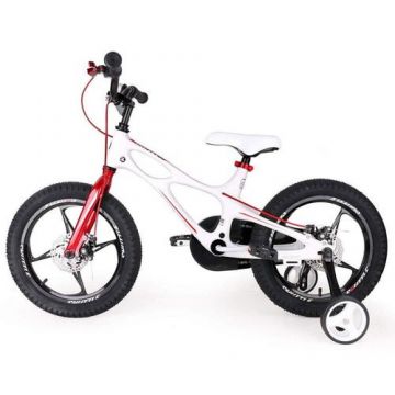 Bicicleta Copii RoyalBaby Space Shuttle, roti 16inch, roti ajutatoare, frana pe disc (Alb)