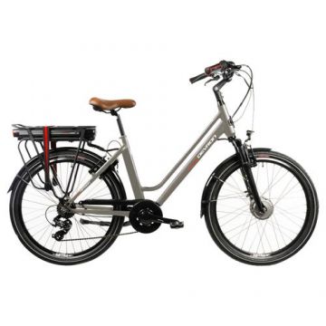 Bicicleta Electrica Devron 26120 2020, roti 26inch, M, Putere motor 250 W, Autonomie acumulator 60 km (Gri)